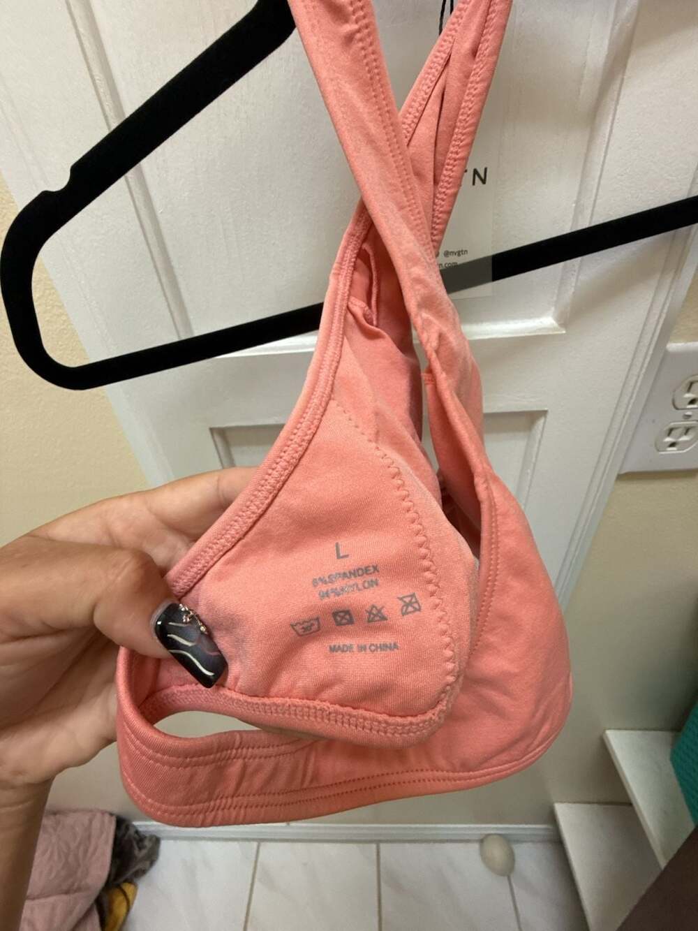 NVGTN Women's Ruched Halter Sports Bralette in Coral/Pink - Picture 3 of 4
